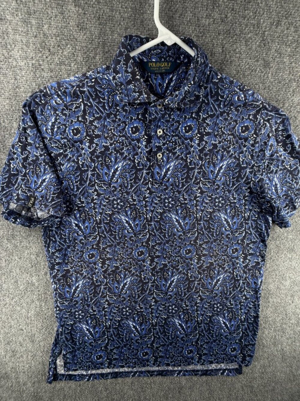 Polo Golf Ralph Lauren Medium Blue Short Sleeve Floral Polo Shirt Lightweight
